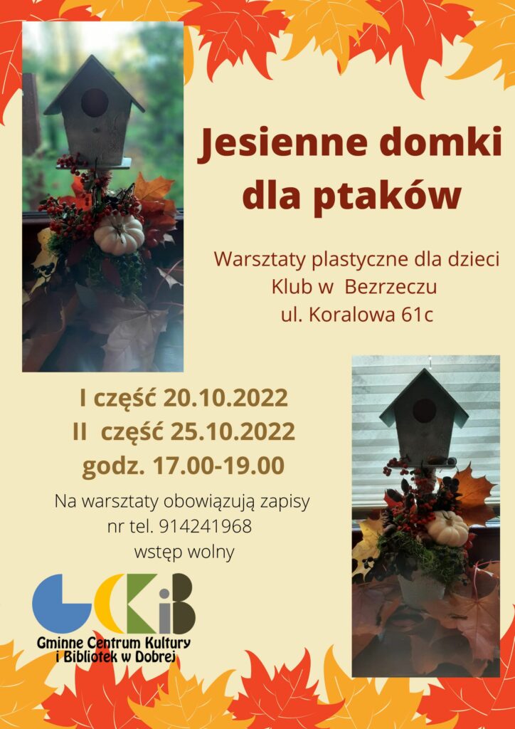 plakat jesienne domki dla ptaków