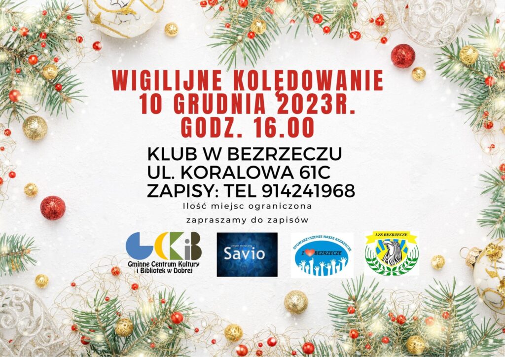 plakat promujący wigilijne kolędowanie